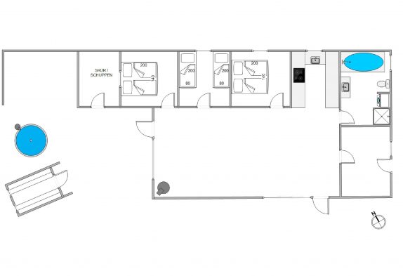 Centralt, moderne sommerhus med udendørs sauna og spa