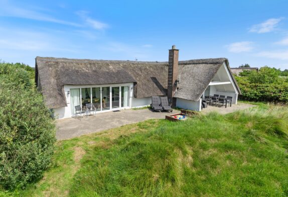 Ferienhaus mit Kamin und Reetdach auf Naturgrundstück
