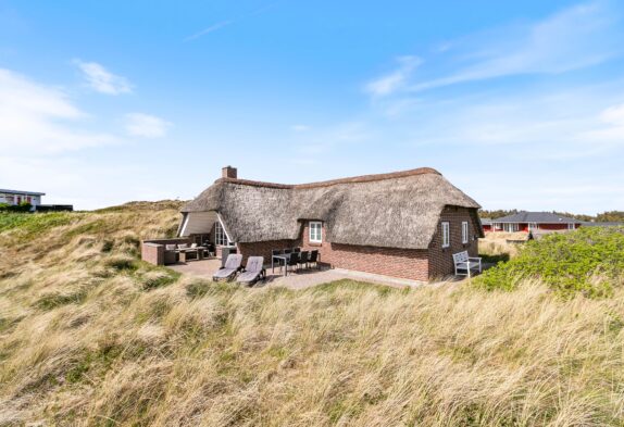 Reetgedecktes Ferienhaus in den Dünen mit Panoramaaussicht